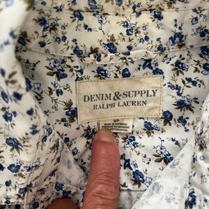Denim & Supply Ralph Lauren Cream Shirt with Blue Floral Print